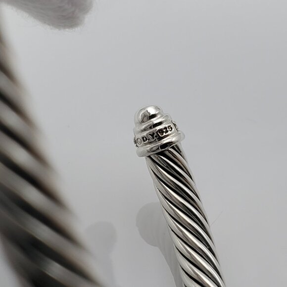 David Yurman Sterling Silver 5mm Cable classic Bracelet with Diamonds - Picture 5 of 5